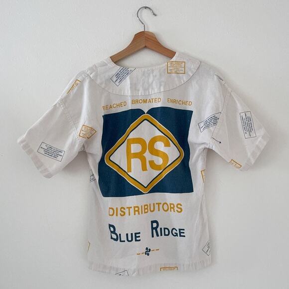 Vtg 50's Flour Feed Sack Tunic Top Soft Cotton Sz S Handmade Rare Boho Hippie - Picture 2 of 8